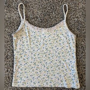 Floral Lace Trim Camisole Top